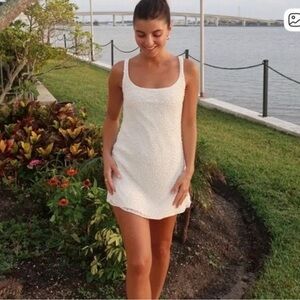 Abercrombie White Pearl Beaded Mini Dress Sz XL Bridal Bachelorette Resortwear